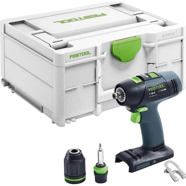 Festool Batteridrevet bor-/skrutrekker T 18+3-Basic i Systainer3