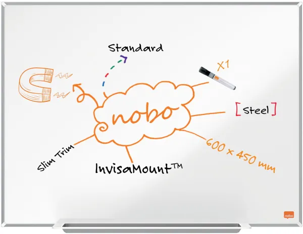 Nobo Impression Pro Stål-whiteboard 60x45cm Hvit
