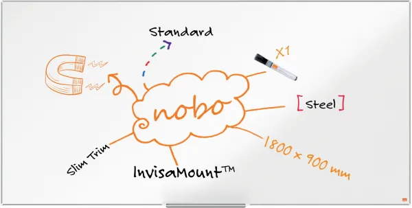 Nobo Impression Pro Stål-Whiteboard 180x90cm Hvit